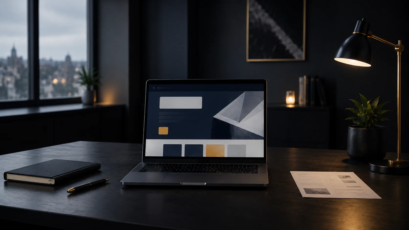 Visuel conceptuel d’un service professionnel local avec interface web abstraite.